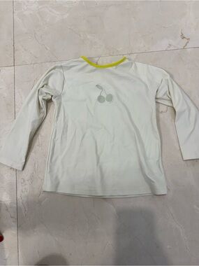Bonpoint Light Cream Rash Guard Top with Yellow Trim